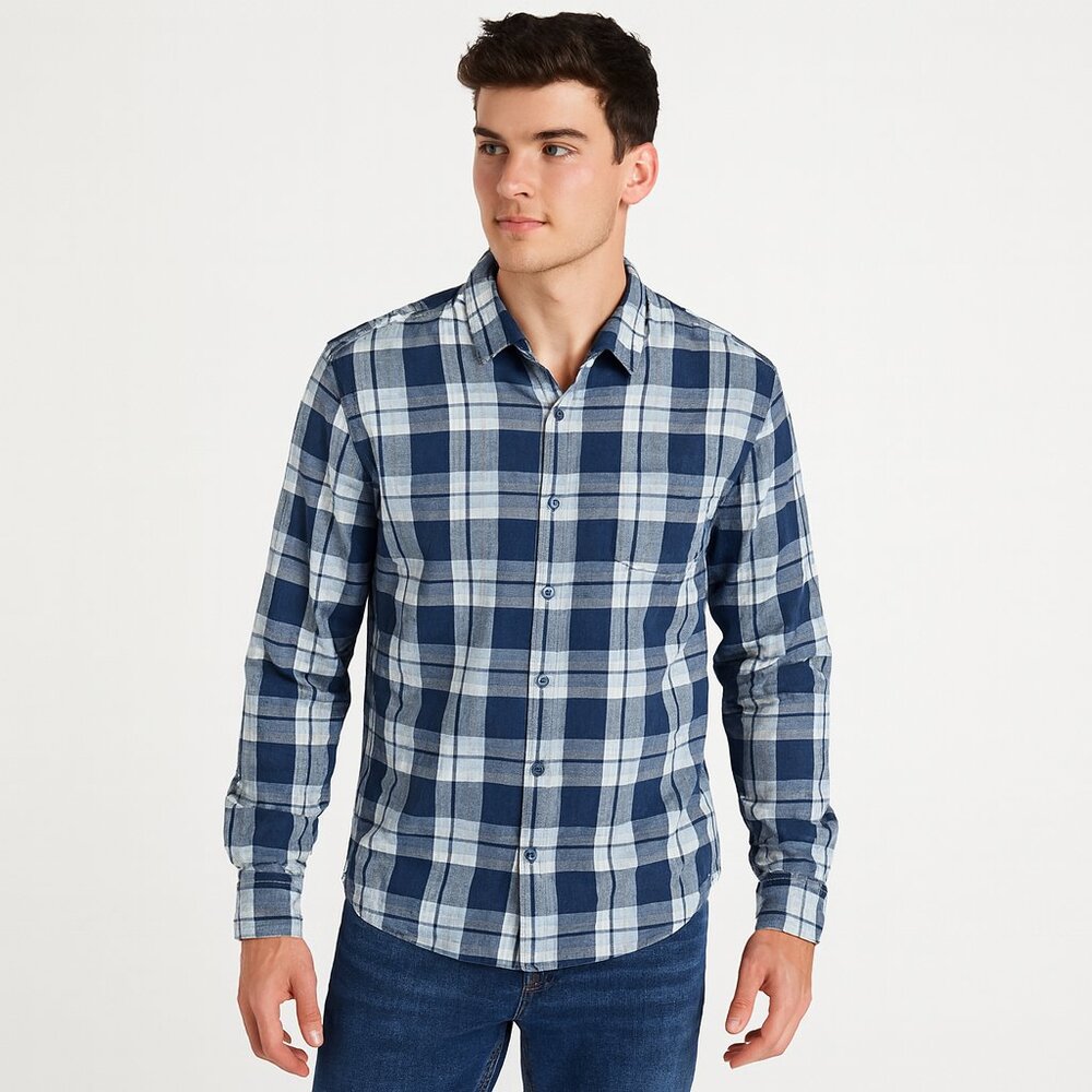 Johnnie-O Blue Malibu Plaid Button Front Shirt M Cotton Coastalcore